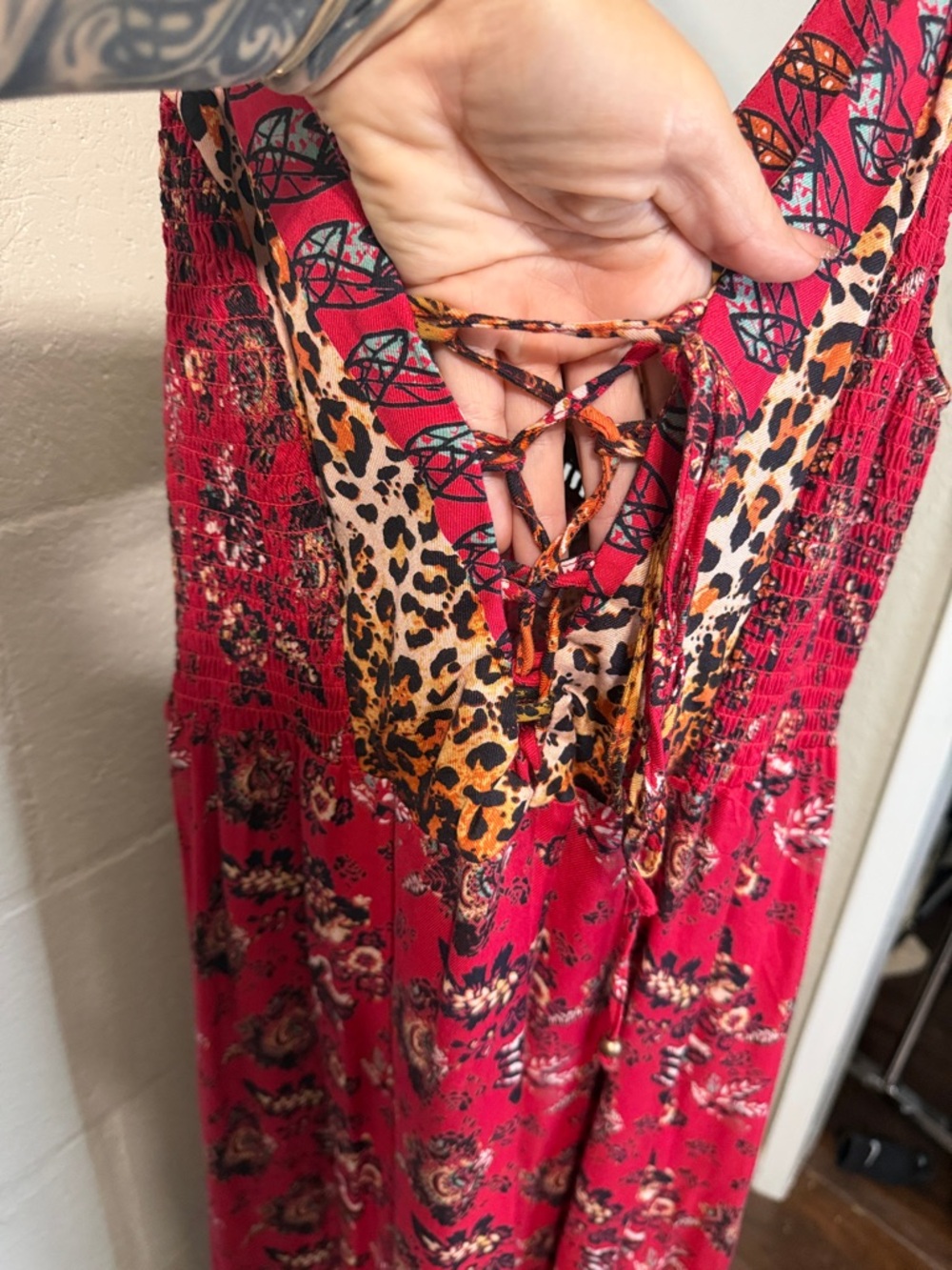 Angie Red Mixed Print Spaghetti Strap Maxi Dress - Picture 3 of 8